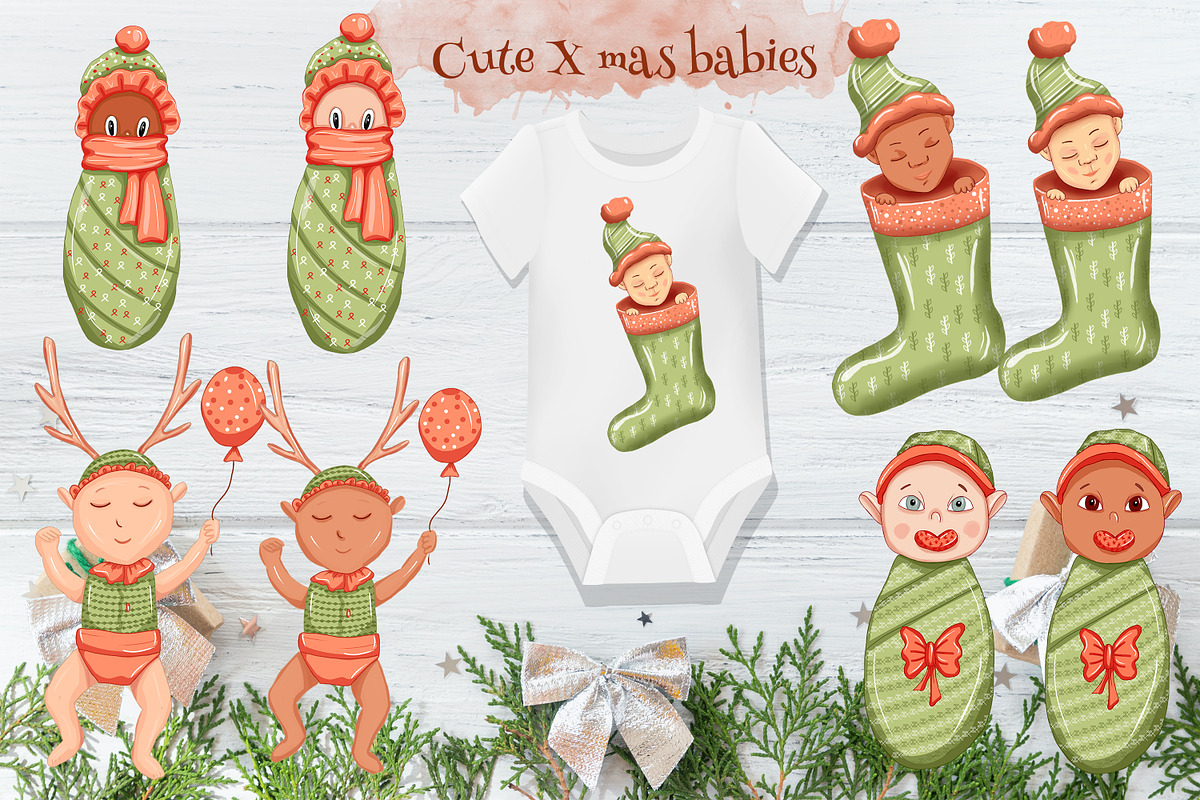 Baby Santa clipart, my 1st Christmas, an Illustration by Mrs.Swan_Design (Photo 2 of 6)