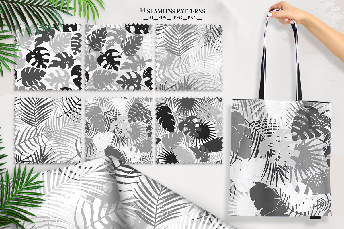 Tropical palm leaf. Seamless Pattern, a Decorative Illustration by Diana Kovach (Photo 4 of 9)