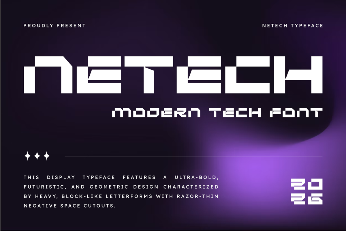 Netech - Modern Futuristic Tech Font, a Symbol Font by Masyafi Studio (Photo 1 of 8)