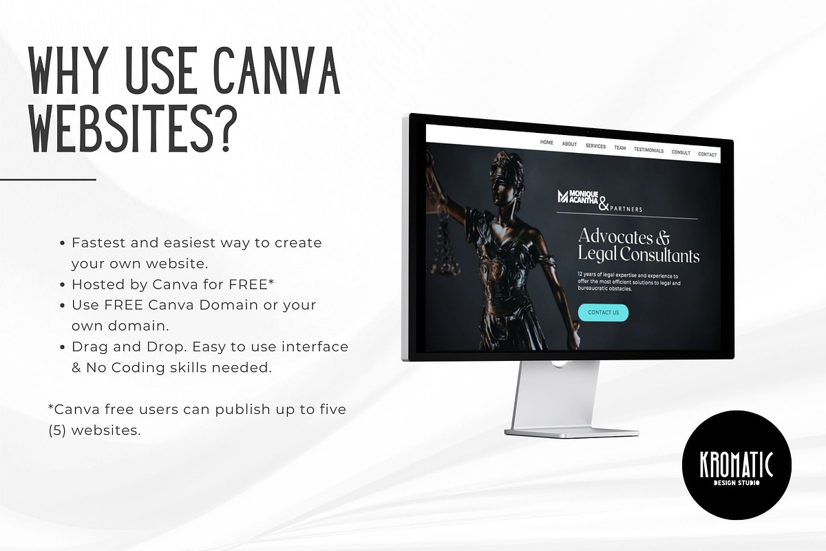 Law Firm Canva Website Template, a Landing Page Template by Kromatic Design Studio (Photo 4 of 8)