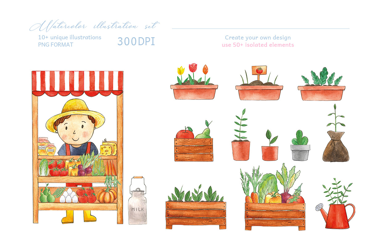 Clipart Farmer's Life, a Food Illustration by Anastasia Timosch (Photo 5 of 8)