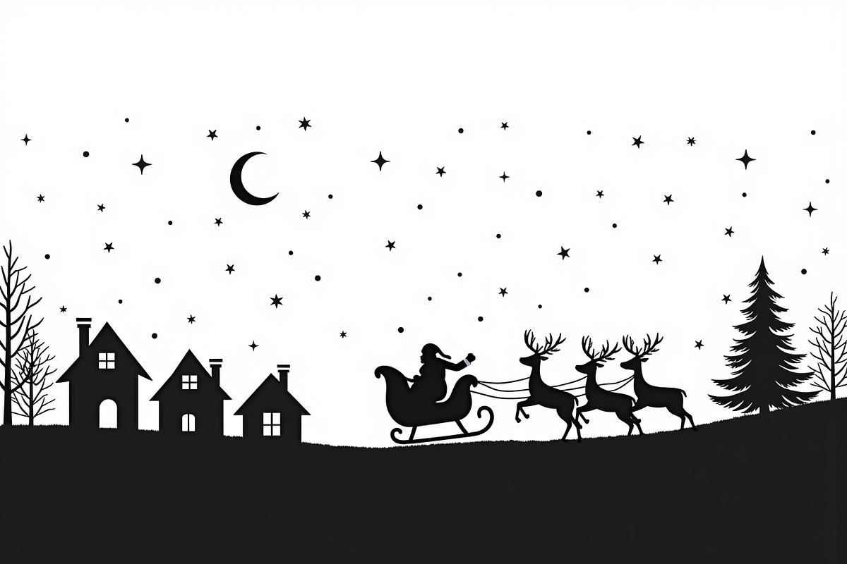 Xmas Reindeer Scene Silhouettes, an Illustration by musafir_fashion (Photo 21 of 21)