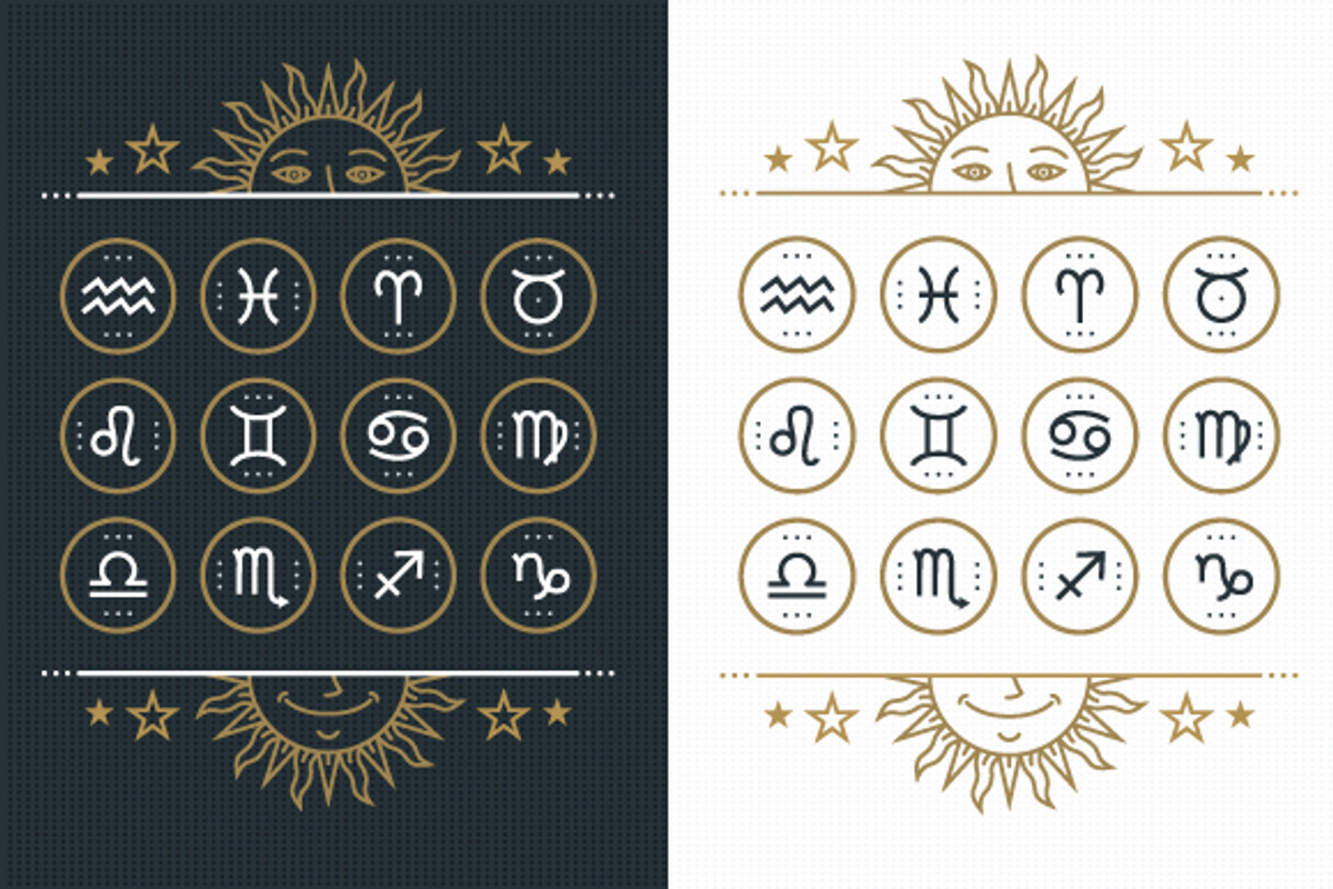 Thin line zodiac icons set, an Icon by painterr (Photo 2 of 4)