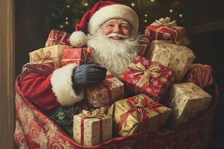 Santa Claus carries a sack filled wi, a Photo by Iftikhar Alam