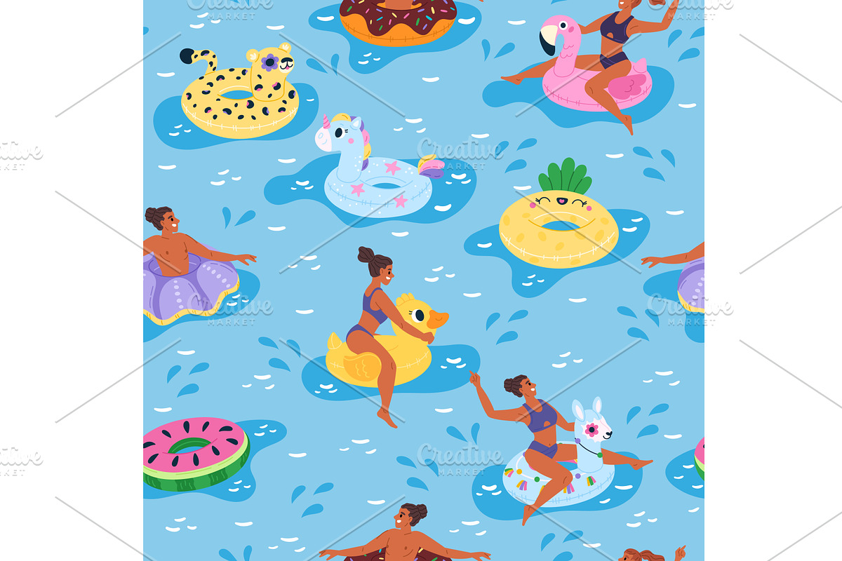 Men and women relax at seaside, a Person Illustration by Vectorbuum