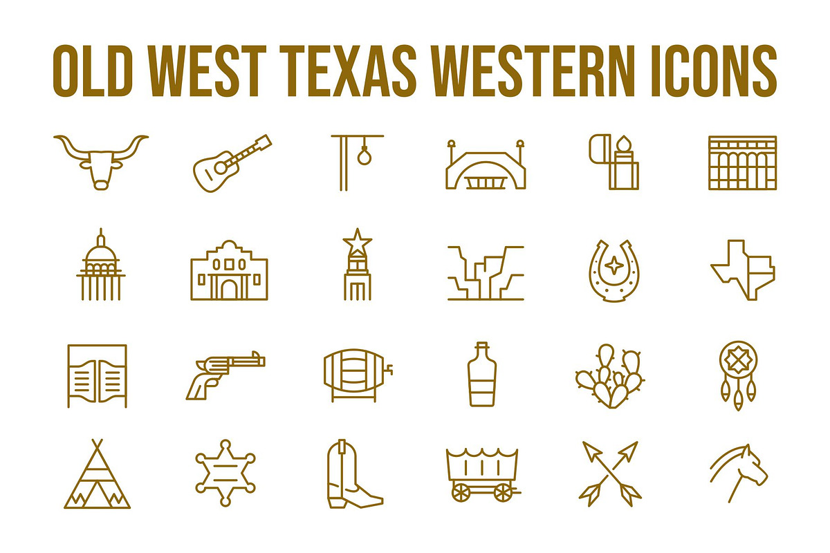Old West Texas State Outline Icons, an Outline Icon by Buqancreative