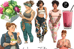 Curvy Woman Fitness Clipart, a Person Illustration by Design Scotch