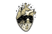 Tropical Heart Beach Illustration, an Object Illustration by Decoconio Design (Thumbnail 3 of 3)