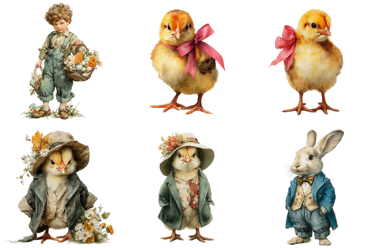 Vintage Easter Fussy Cuts Clipart, an Illustration by DreamArtGraphic (Photo 3 of 4)