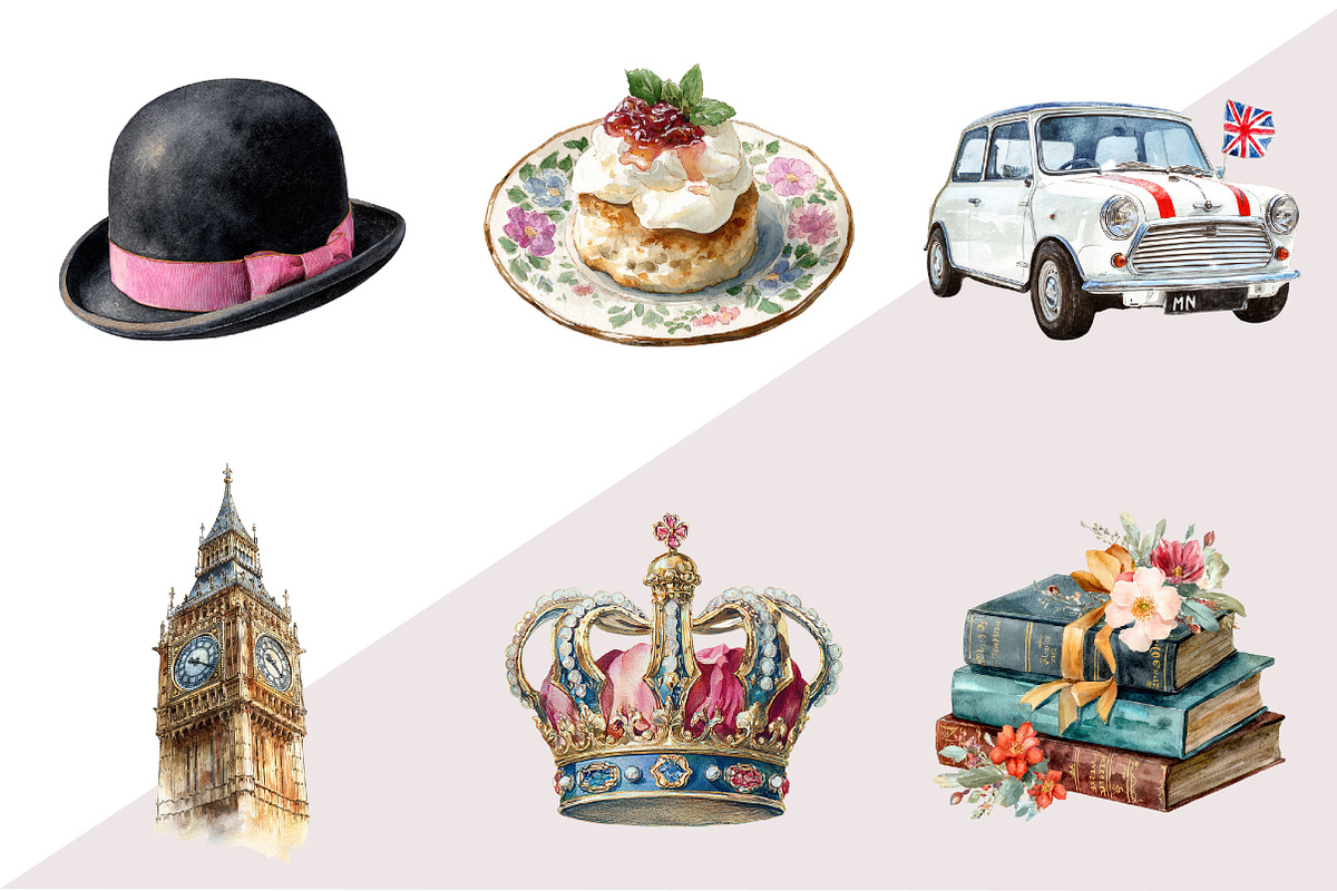 Watercolor London Clipart, an Illustration by Design Market (Photo 3 of 3)