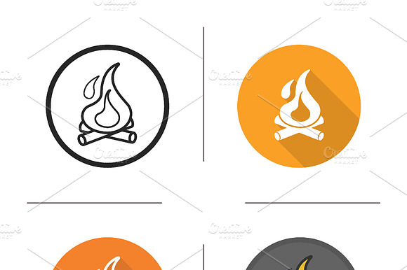 Campfire Icons. Vector