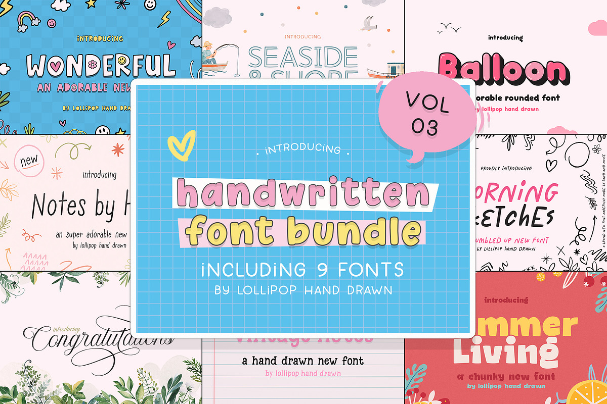 Handwritten Font Bundle - Vol 03, a Serif Font by Lollipop Hand Drawn (Photo 1 of 11)