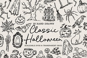 Vintage Halloween Clipart, Spooky, a Seasonal Illustration by The October Creative