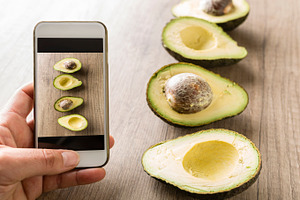 Avocados mobile photography containing avocado, vegan, and pear