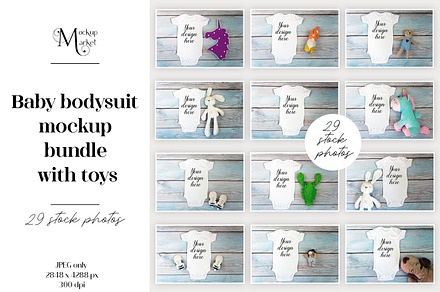 29 Baby Bodysuit mockup bundle.