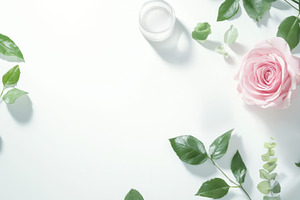 Pink rose with green leaves, a Photo by Beautiful things