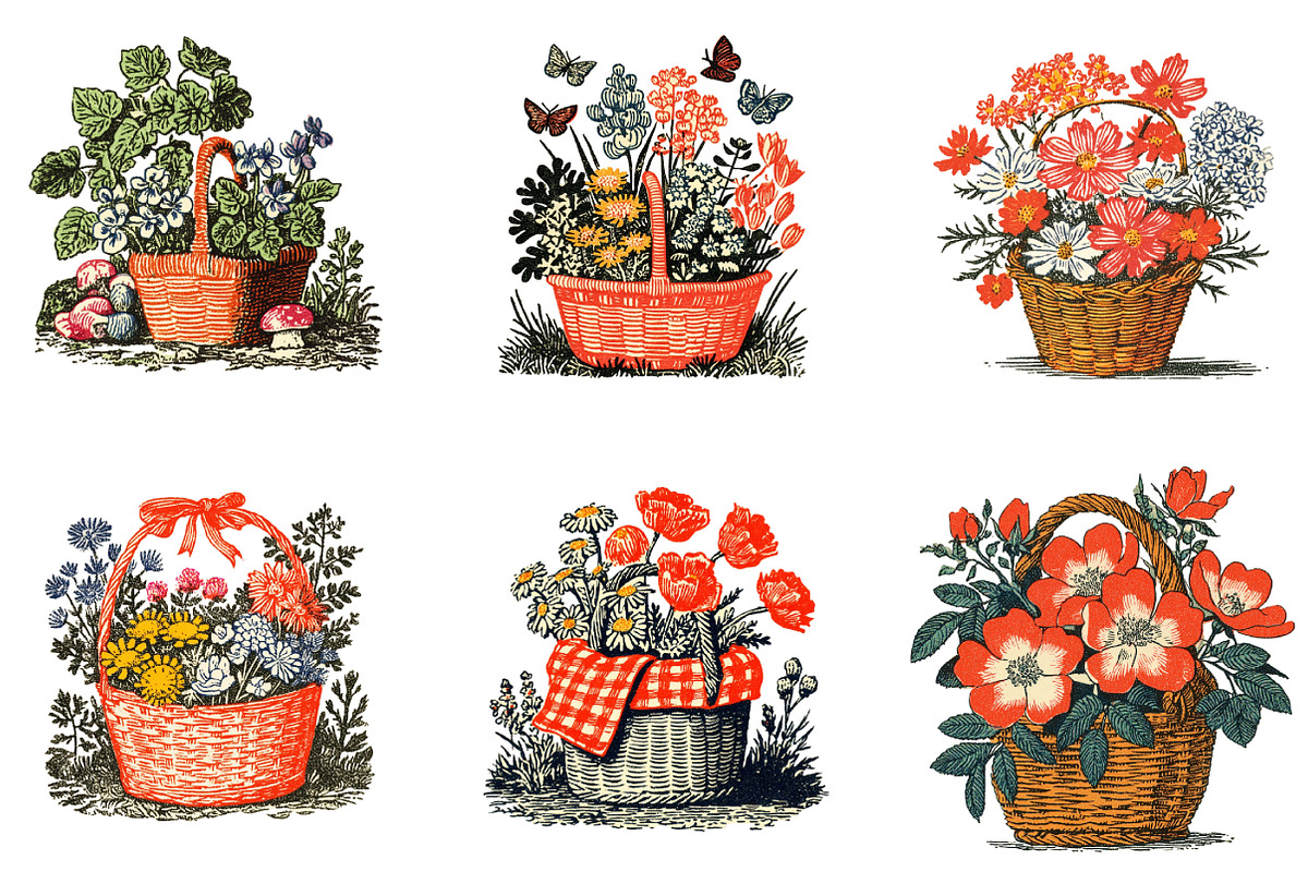 Basket of Wildflowers Clipart Bundle, an Illustration by DreamArtGraphic (Photo 5 of 5)
