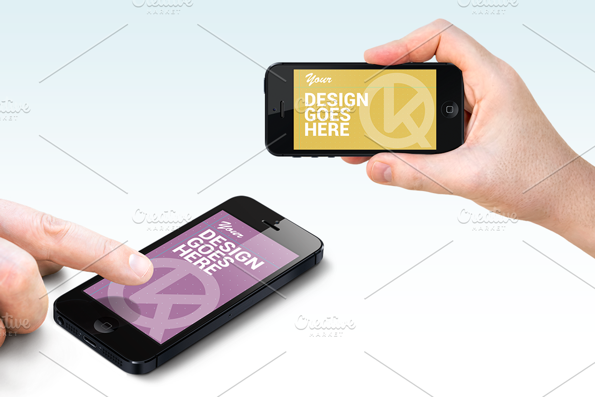Mobile mock up hands holding phones, an iPhone Mockup by Vlad K. (Photo 2 of 5)