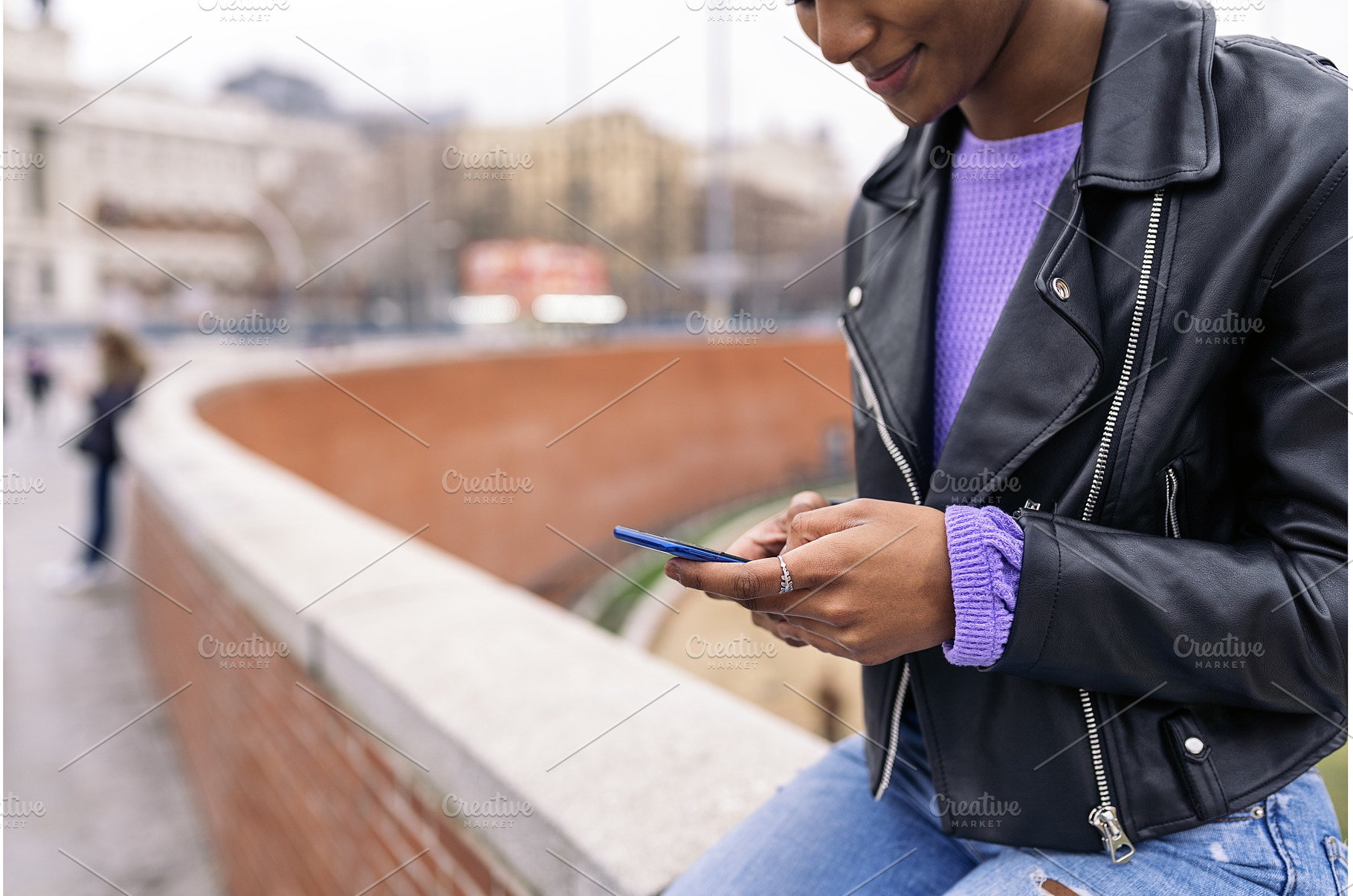 Afro Young Girl Using Phone, a Person Photo by nunezimage