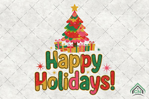 Happy Holidays Christmas Clipart PNG, an Illustration by Craft Nest
