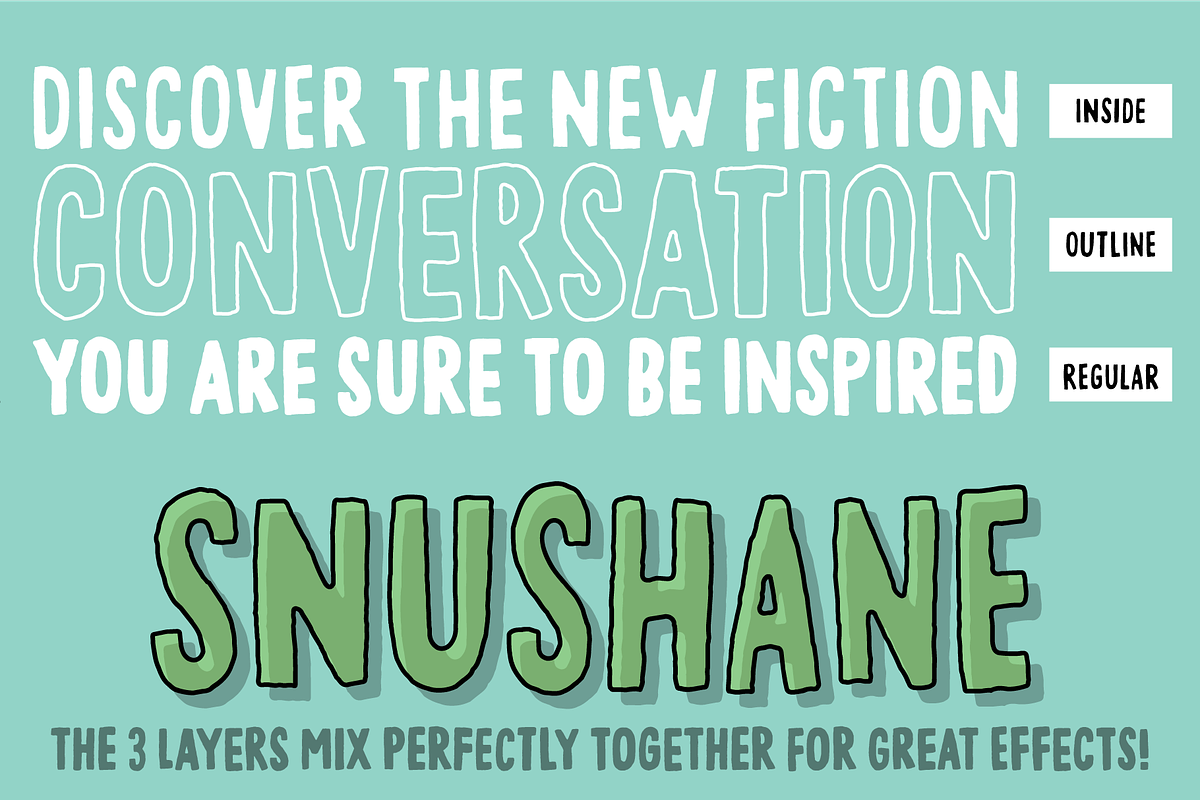 Snushane font, a Sans Serif Font by pizzadudedotdk (Photo 2 of 4)