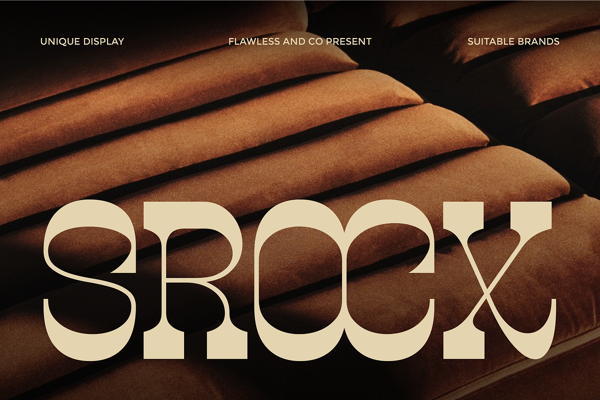 Srocx - Unique Display Font, a Serif Font by Flawless And Co (Photo 1 of 10)