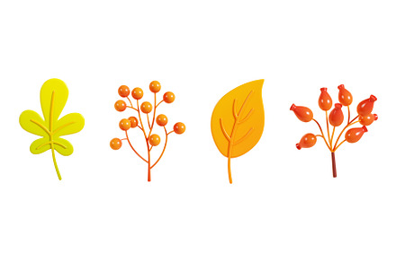 Autumn leaves and berries 3d render, a Plants & Tree 3D Model by YuliiaOsadcha