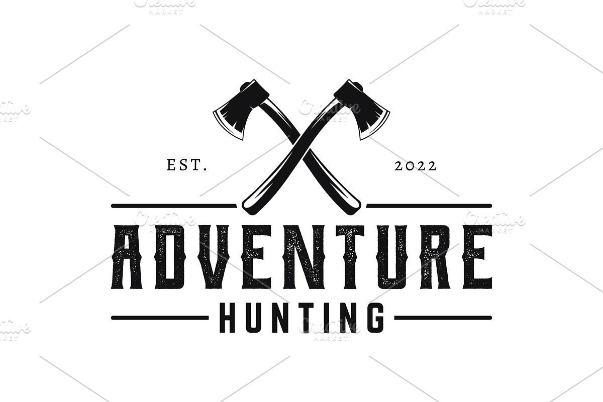 Retro vintage ax logo .Logo for badg, a Branding & Logo Template by LOGOCREATIVE