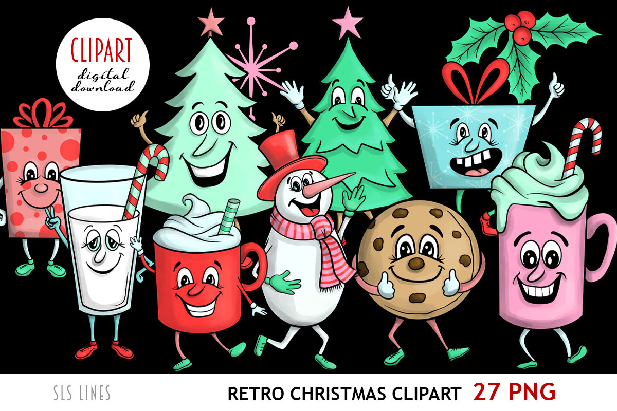 Retro Christmas Clipart 1950s, an Illustration by SLS Lines (Photo 6 of 7)