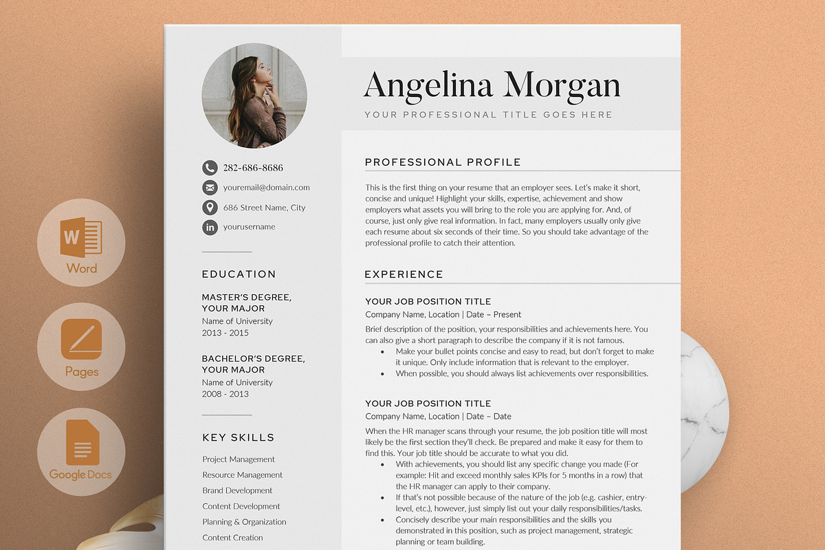Resume/CV - The Angel, a Resume Template by CreativeLandStudio (Photo 1 of 10)