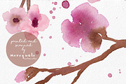 Cherry Blossoms- Watercolor clipart, an Illustration by MaraquelaStudio (Thumbnail 7 of 7)