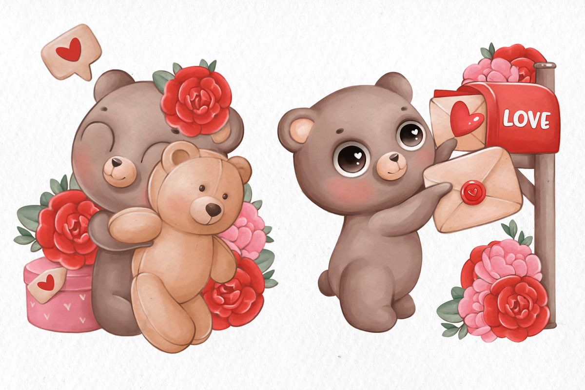 Valentine’s Day watercolour, an Animal Illustration by designs.svkl (Photo 2 of 7)