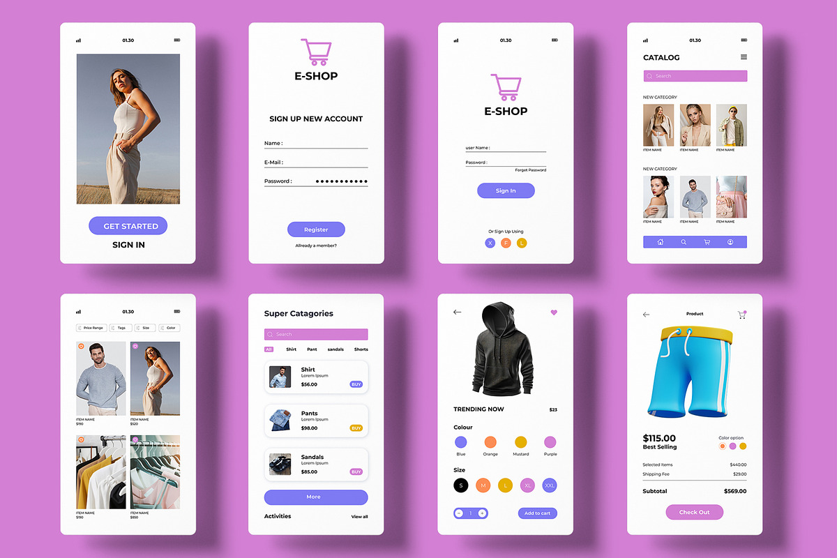 Ecommerce App UI Kit, an UI Kit Template by CreativeShaper (Photo 2 of 2)