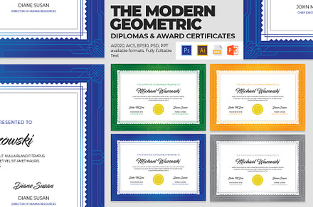 Modern Geometric Diploma Certificate