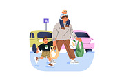 Father spending time with kids set, a Person Illustration by PaperTrident (Thumbnail 2 of 9)