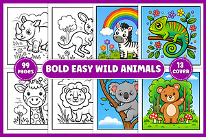 Wild Animals Coloring Book, an Animal Illustration by Coco Bloom