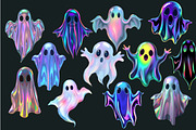 50 Holographic Ghosts Halloween PNG, an Object Graphic by UniqueMe (Thumbnail 1 of 4)