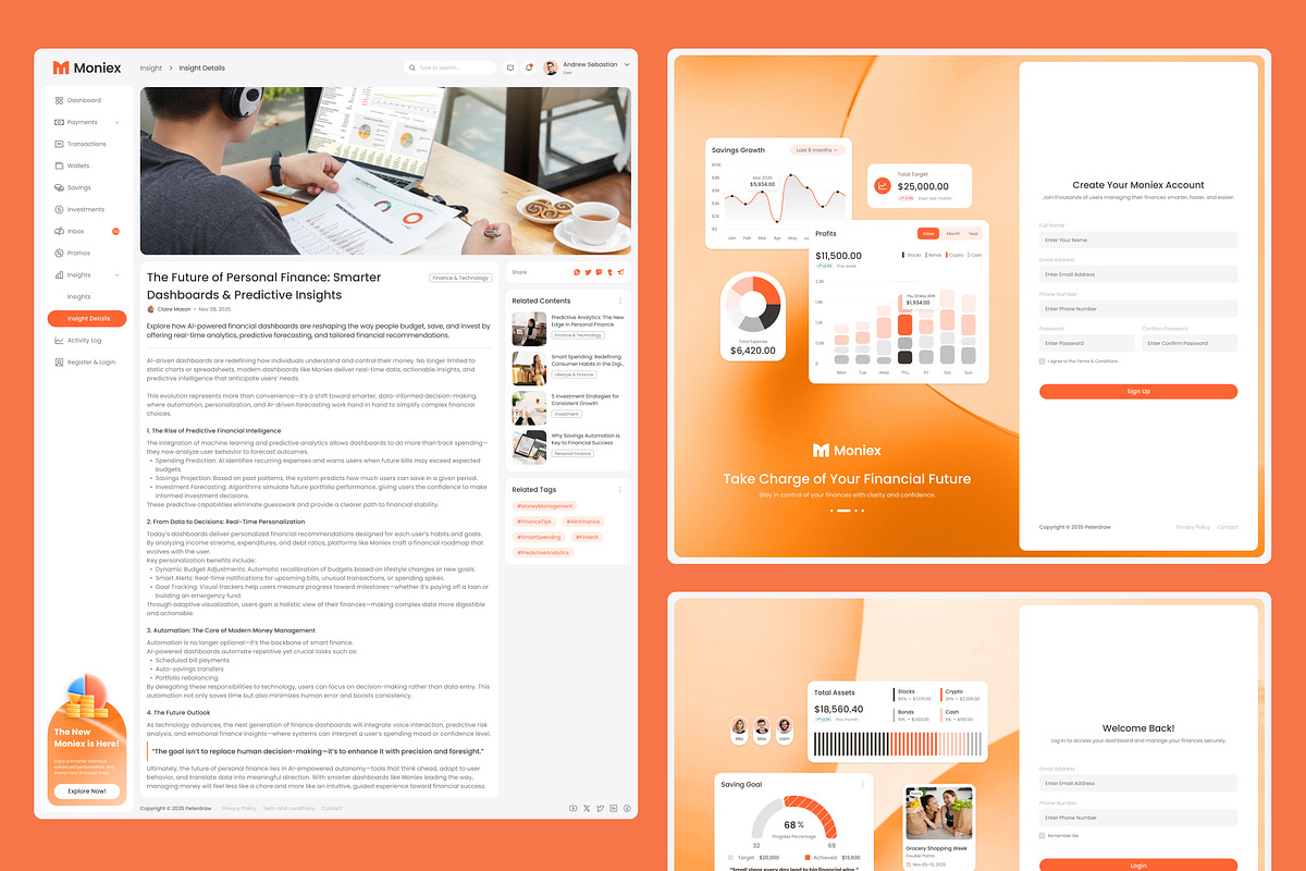 Moniex – Finance Dashboard UI Figma, an UI Kit Template by peterdraw (Photo 6 of 7)