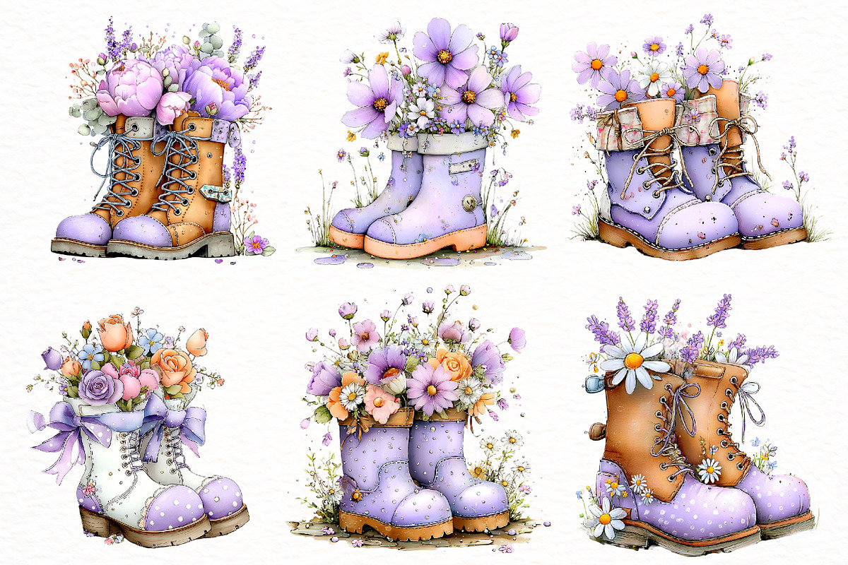 Whimsical Spring boots Clipart, an Illustration by Designworld (Photo 5 of 8)