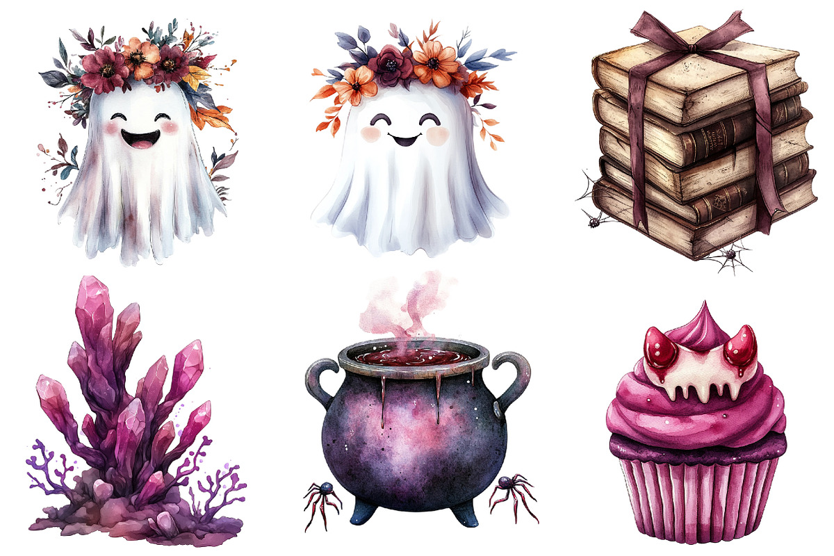 Burgundy & Halloween Sublimation png, an Illustration by Watercolor design (Photo 3 of 4)