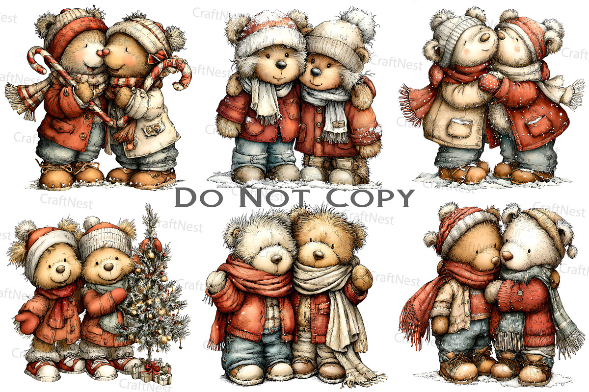Cute Winter Bear Couple Clipart, an Illustration by Craft Nest (Photo 6 of 9)