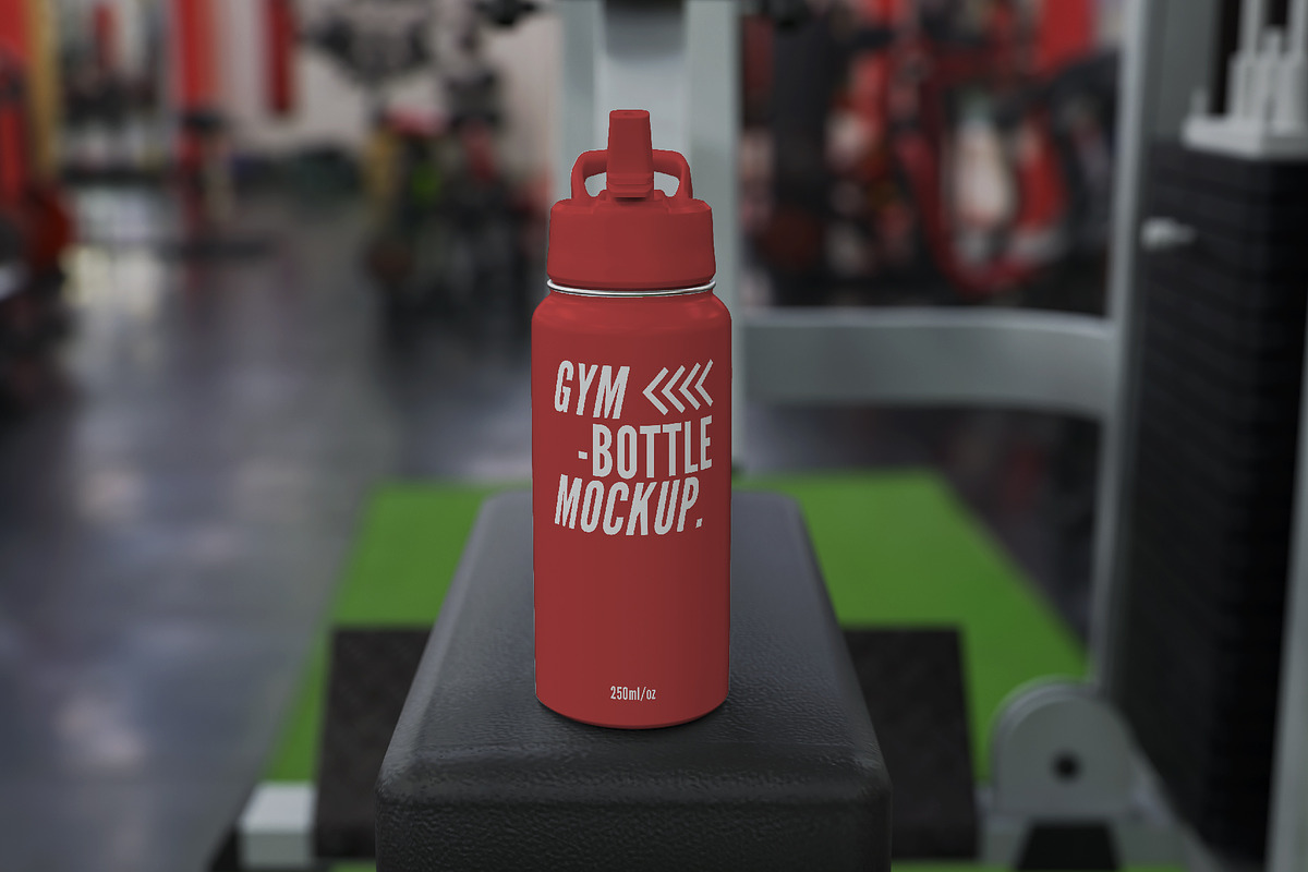 Gym Water Bottle Branding Mockup, an Advertising Mockup by herutage (Photo 2 of 4)