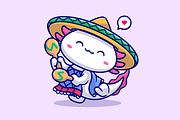 Cute Axolotl Playing Maracas Cartoon, an Animal Illustration by Catalyst Labs (Thumbnail 2 of 3)