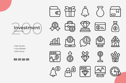 Investment Outline Icons, an Outline Icon by Bloodline