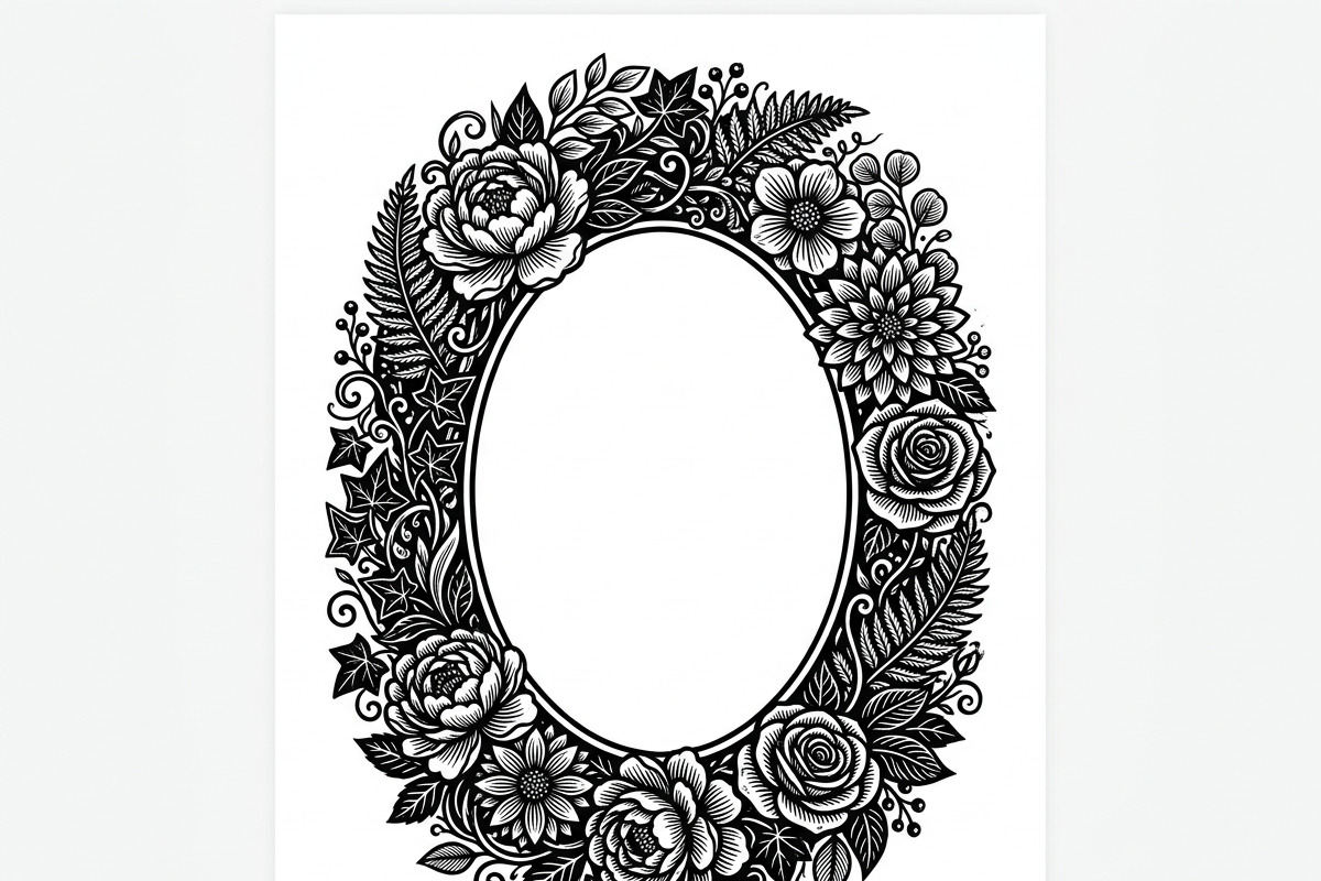 50 Elegant Floral Oval Mirror Frame, a Decorative Illustration by Amazin_art (Photo 16 of 40)