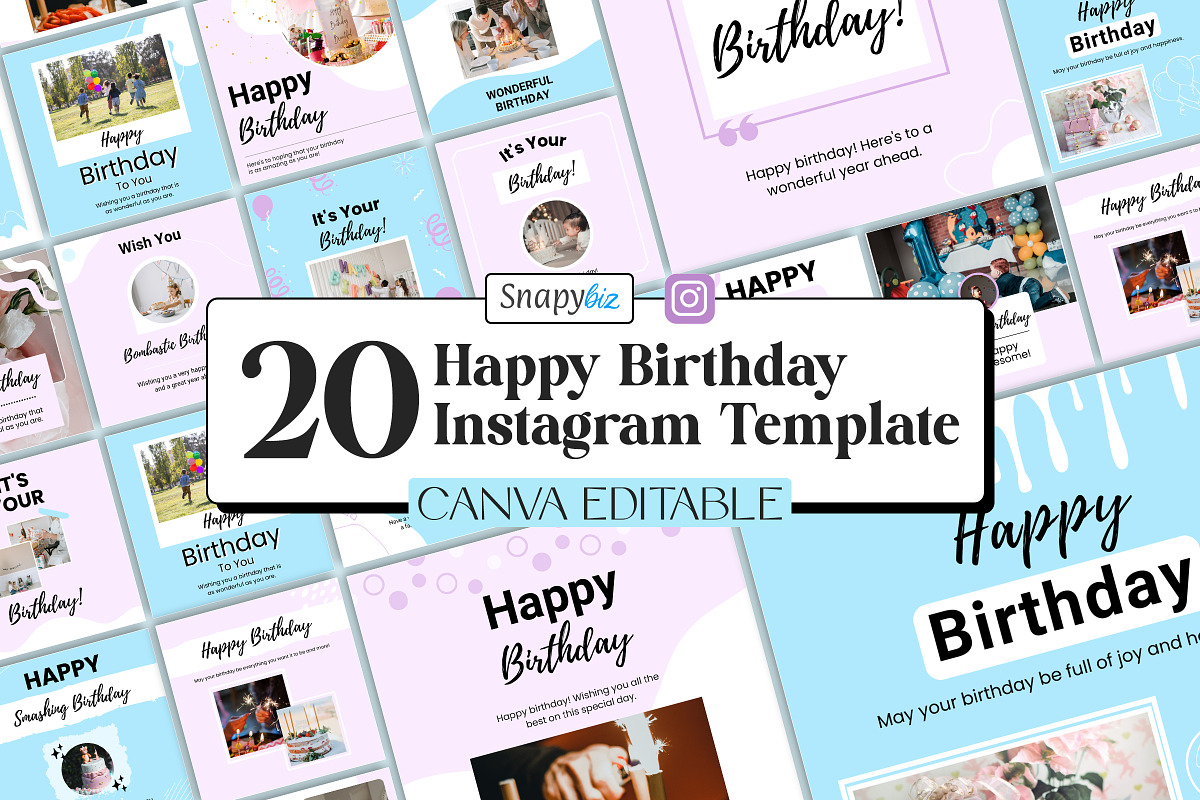 Happy Birthday Instagram Canva Post, a Social Media Template by Snapybiz (Photo 1 of 10)