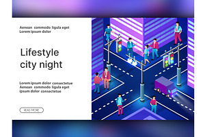 City downtown center night neon, a Person Illustration by AlexZeL