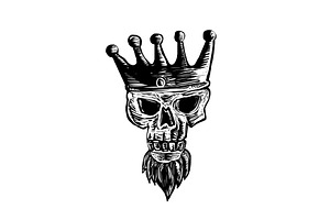 King Beard Skull Scratchboard