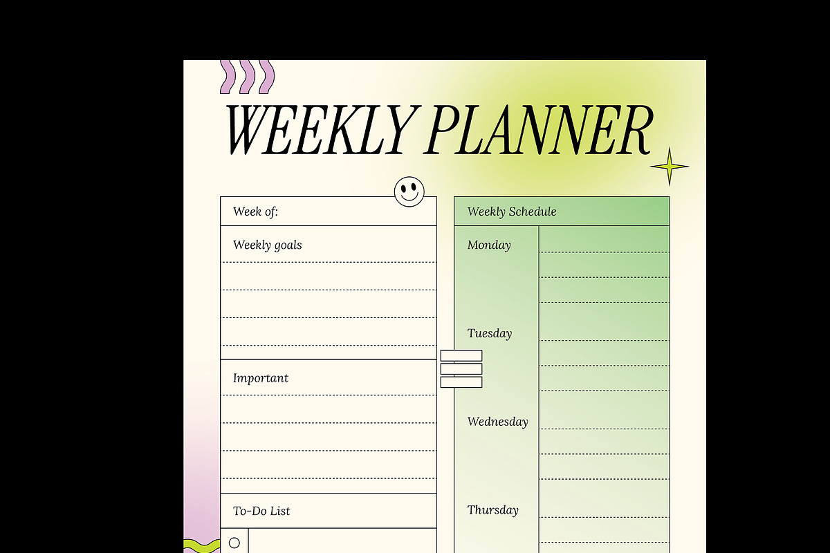 Classic Y2K Daily Weekly Planner, a Stationery Template by Neermana (Photo 3 of 4)