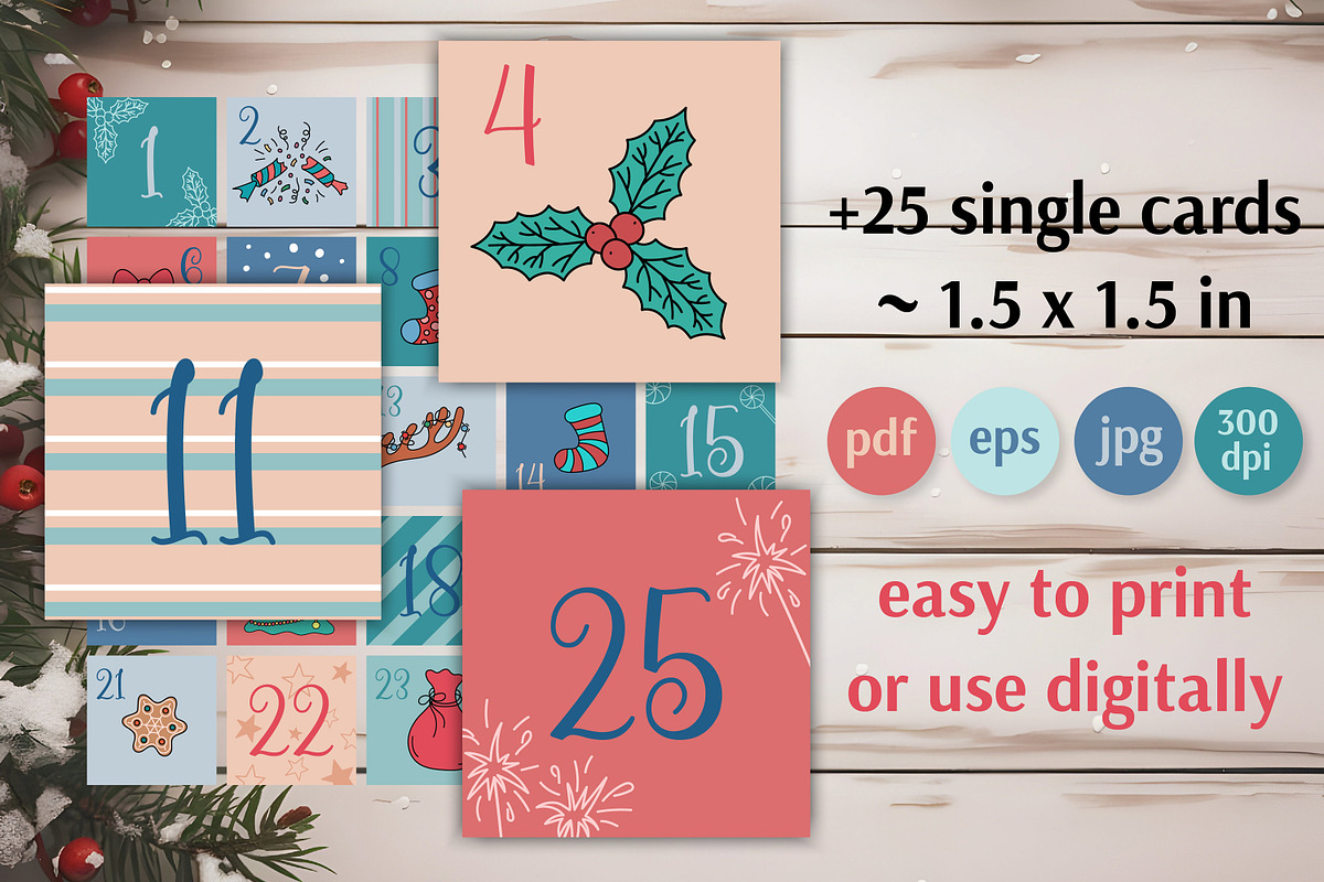 Christmas Advent Calendar 25 Cards, a Card Template by AnnaViolet_store (Photo 4 of 10)